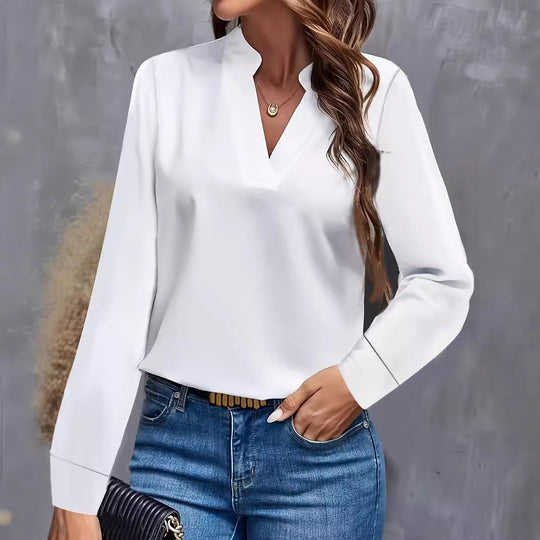 Damen Bluse mit Stehkragen und langen Ärmeln - Arvani