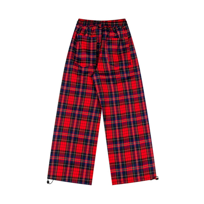 Damen Karierte Palazzo-Loungewear-Hose mit hohem Komfortbund und verstellbarem Saum Nord Taschen