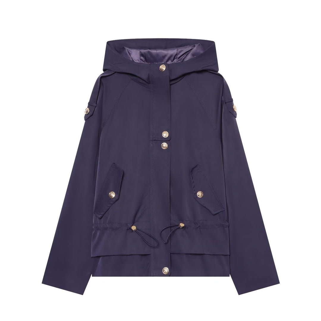 Damen Kurzparka mit Kapuze, Tunnelzug-Taille und Pattentaschen Nord Taschen