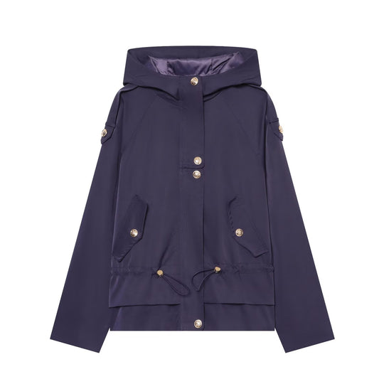 Damen Kurzparka mit Kapuze, Tunnelzug-Taille und Pattentaschen Nord Taschen