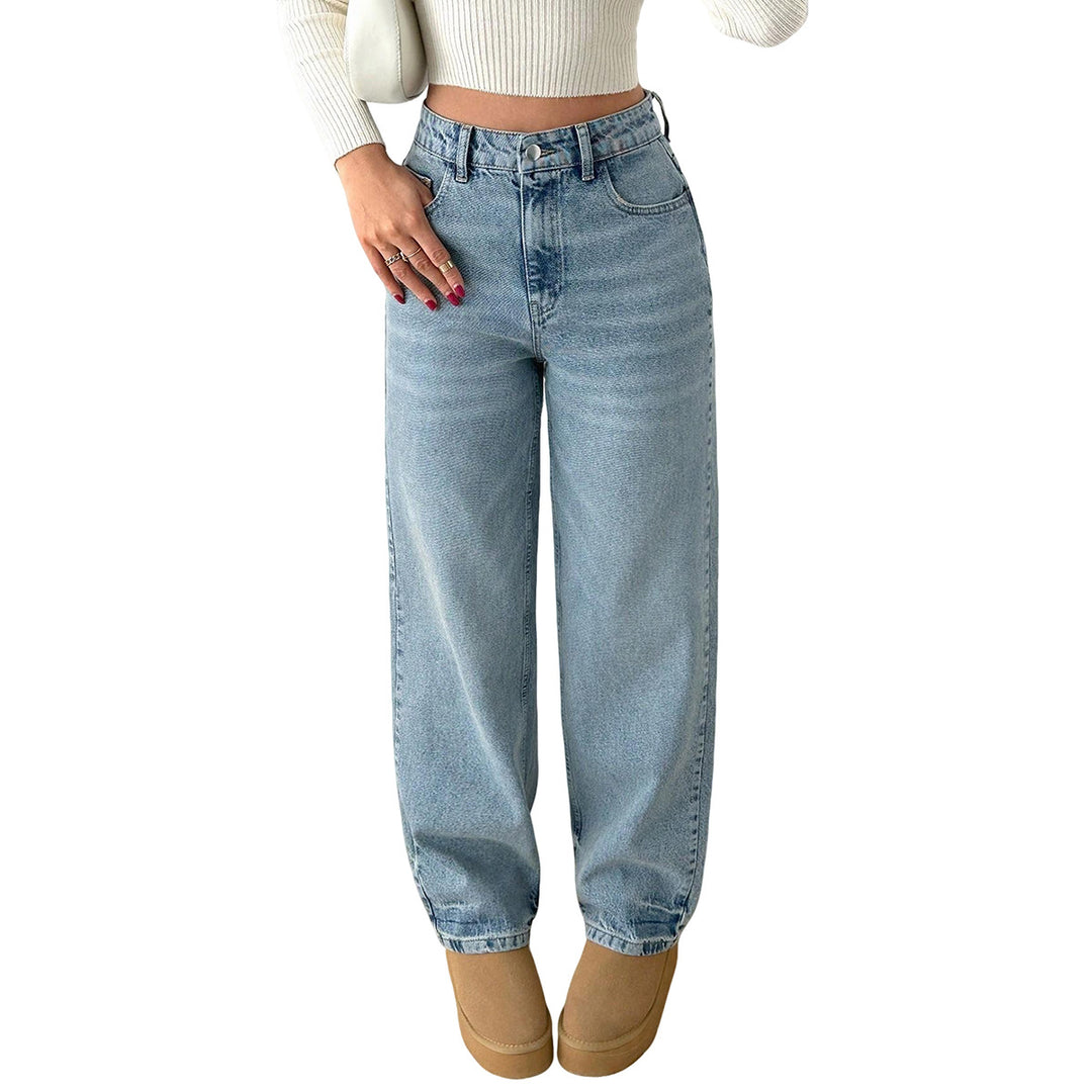 Damen Relaxed-Fit High‑Waist Jogger-Jeans mit elastischem Knöchelabschluss Nord Taschen