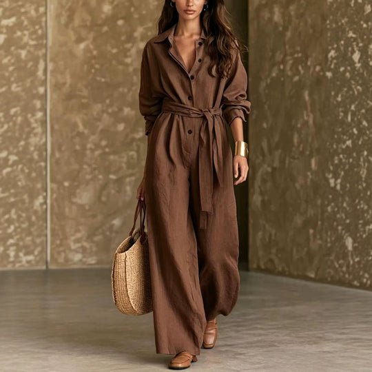 Damen Elegantes Hemdkleid mit Taillengürtel Nord Taschen