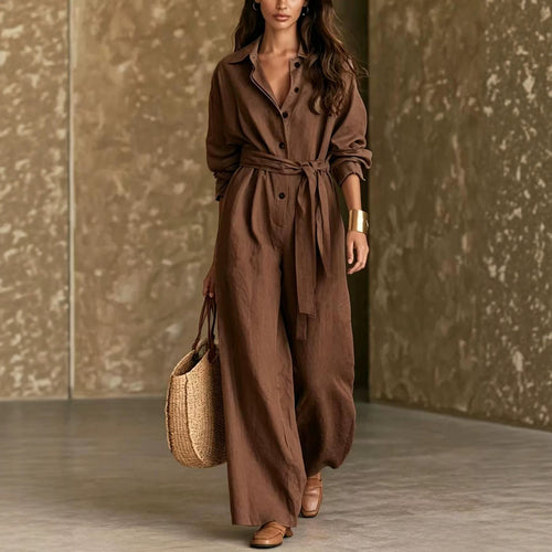 Damen Elegantes Hemdkleid mit Taillengürtel Nord Taschen