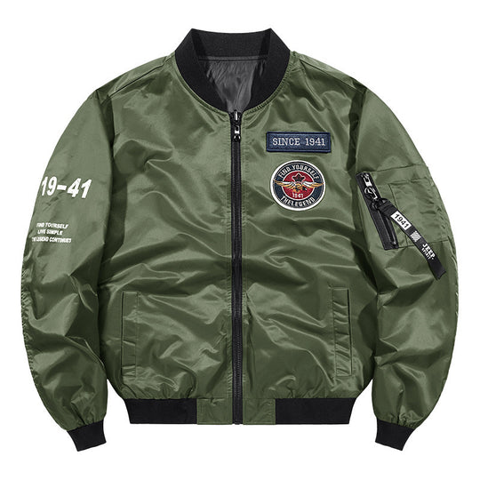 Herren Leichte Nylon-Bomberjacke im Aviator-Style mit Patchdetails und Ärmeltasche Nord Taschen
