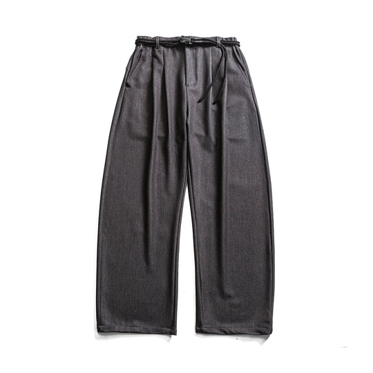 Damen Weite hochtaillierte Jeanshose mit Bundfalten, Kordelgürtel und Culotte-Schnitt Nord Taschen