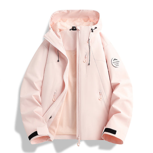 Damen Leichte wasserdichte Kapuzenjacke mit Teddy‑Charm und verdeckten Reißverschlusstaschen Nord Taschen