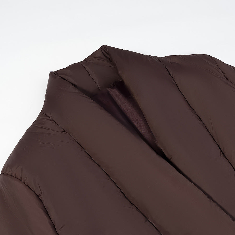 Damen gesteppte Taillengürtel-Steppjacke mit Schalkragen Nord Taschen