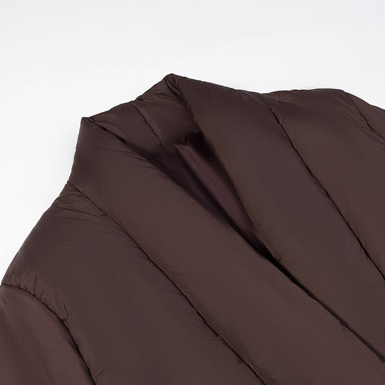 Damen gesteppte Taillengürtel-Steppjacke mit Schalkragen Nord Taschen