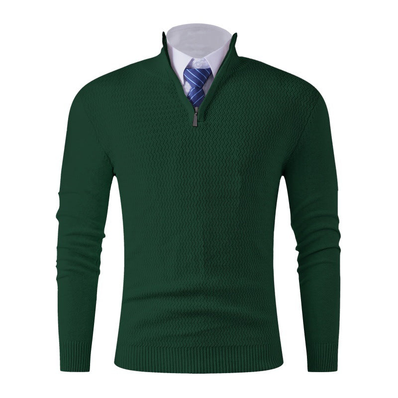 Herren Slim-Fit Feinstrickpullover mit Halbzip und strukturierter Wellenoptik Nord Taschen