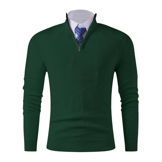 Herren Slim-Fit Feinstrickpullover mit Halbzip und strukturierter Wellenoptik Nord Taschen