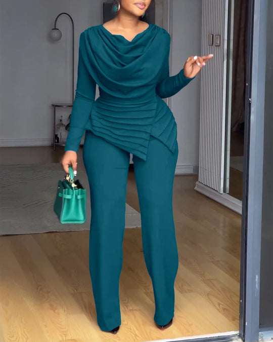 Damen Elegantes Wickel-Jumpsuit mit Drapierung Nord Taschen