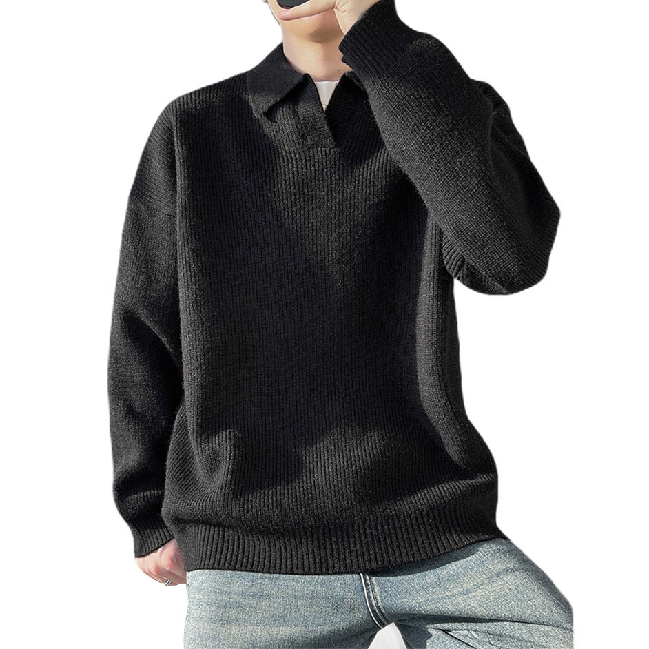 Herren Modischer Grobstrickpullover mit Kragen Nord Taschen