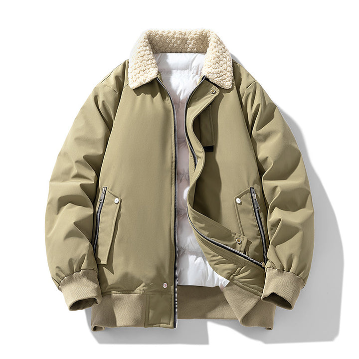 Men's  premium sherpa-collar insulated aviator bomber with storm flap and zippered angled pockets Nord Taschen