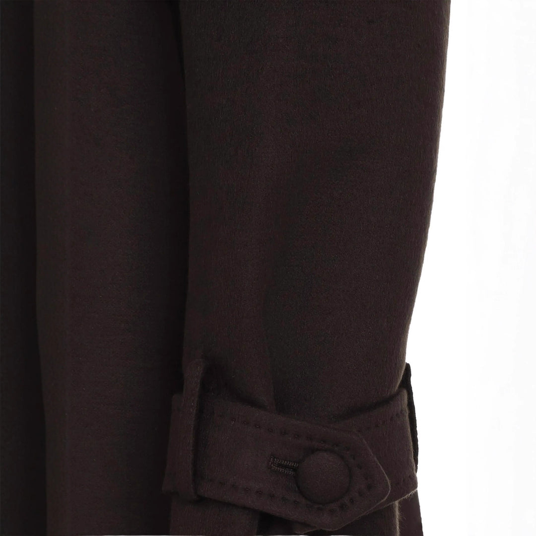Damen Langer Doppelreihiger Wollmantel mit Schulterpatten Nord Taschen