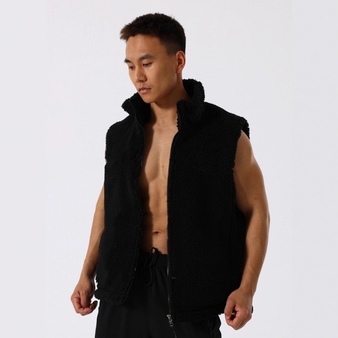 Damen Ärmellose Sherpa-Fleece-Weste mit hohem Stehkragen und Reißverschluss Nord Taschen