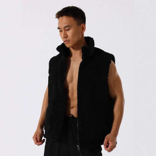 Damen Ärmellose Sherpa-Fleece-Weste mit hohem Stehkragen und Reißverschluss Nord Taschen