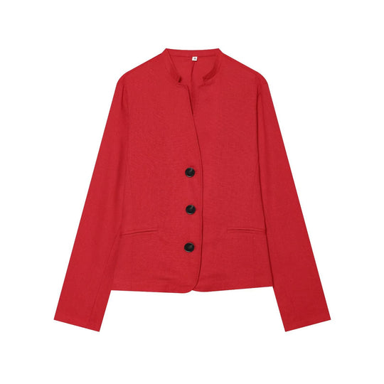 Damen Kurzblazer mit Stehkragen, taillierter Silhouette und Knopfverschluss Nord Taschen