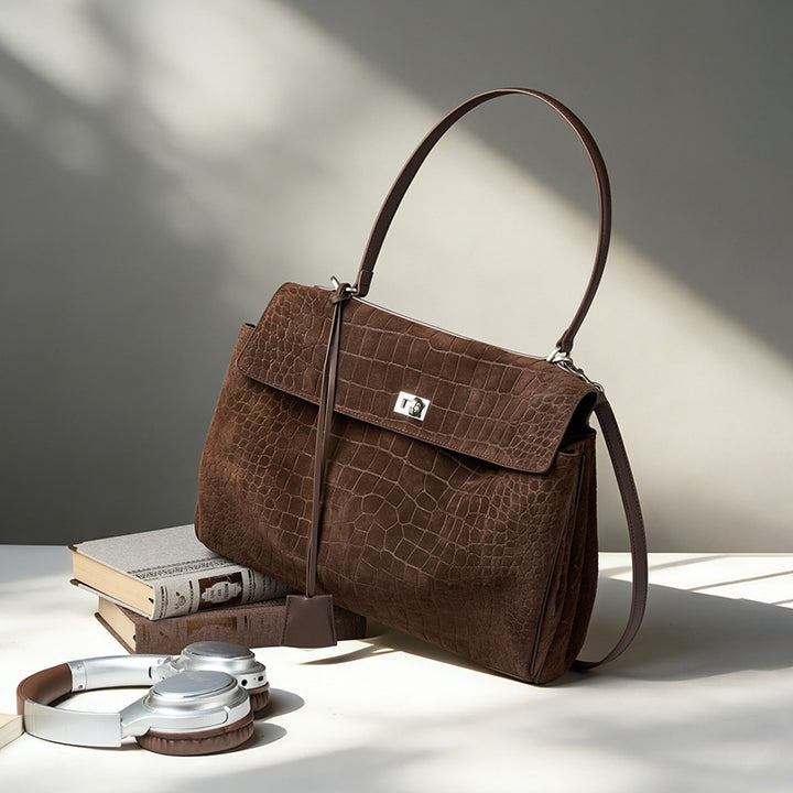 Damen-Handtasche aus elegantem Krokodilleder mit verstellbarem Tragegurt Nord Taschen