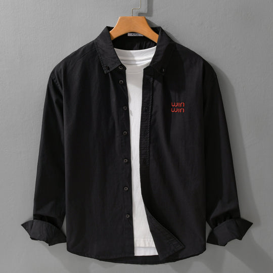 Herren Baumwoll-Overshirt-Hemdjacke mit dezenter Logo-Stickerei und entspanntem Schnitt Nord Taschen