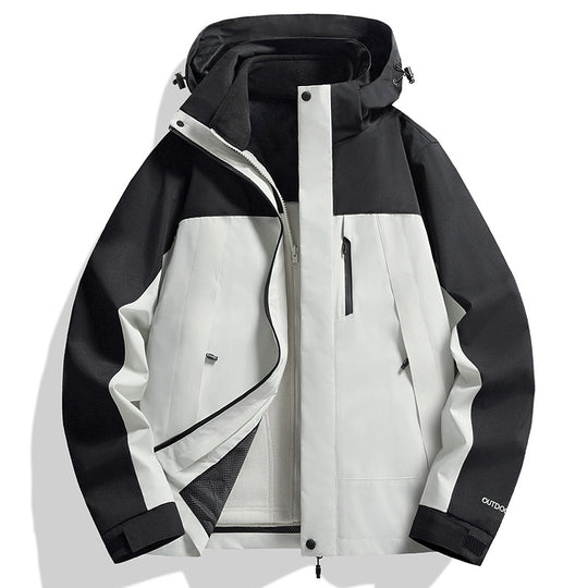 Herren Wasserdichte Softshell-Regenjacke mit Fleece-Innenfutter und verstellbarer Kapuze Nord Taschen