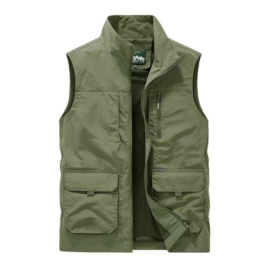 Herren multifunktionale Utility-Weste mit Mesh-Futter, Stehkragen und Mehrfachtaschen Nord Taschen
