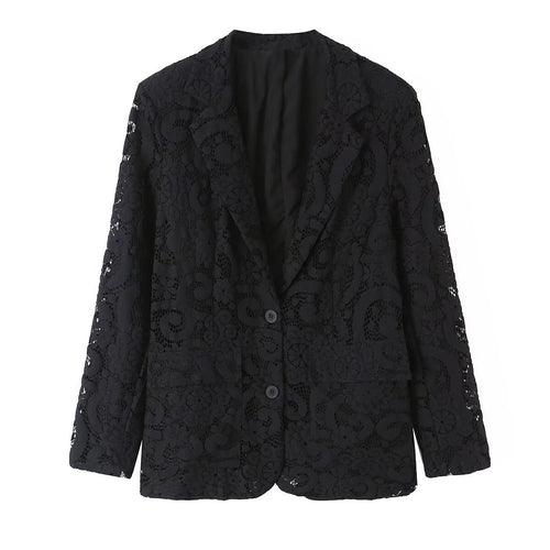 Damen Spitzenblazer mit floraler Lochspitze und femininer Silhouette Nord Taschen