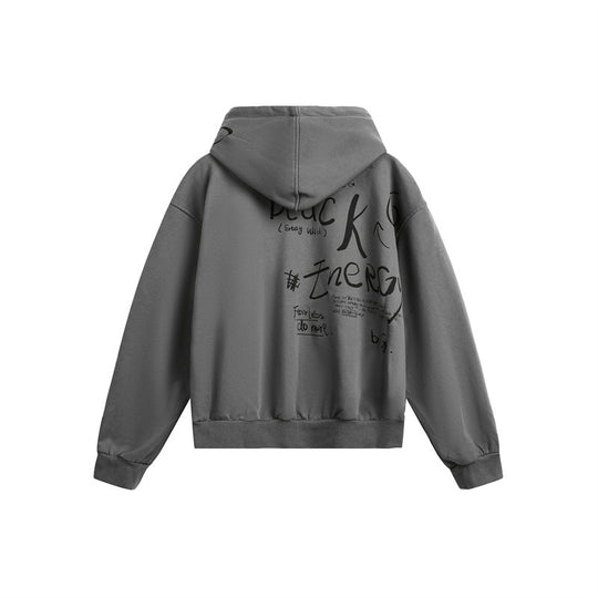 Unisex Kapuzen-Zipjacke im Boxy‑Cut mit großflächigem Portrait-Print Nord Taschen