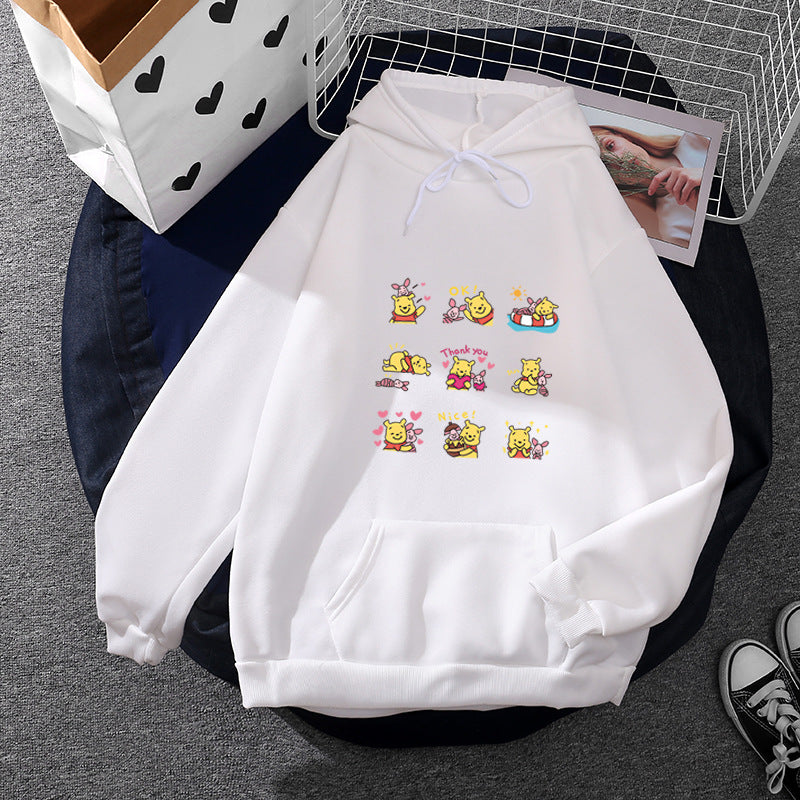 Damen nan Kapuzenpullover mit mehrfachem Comic-Emote-Print, oversized Schnitt und weichem Innenfutter Nord Taschen