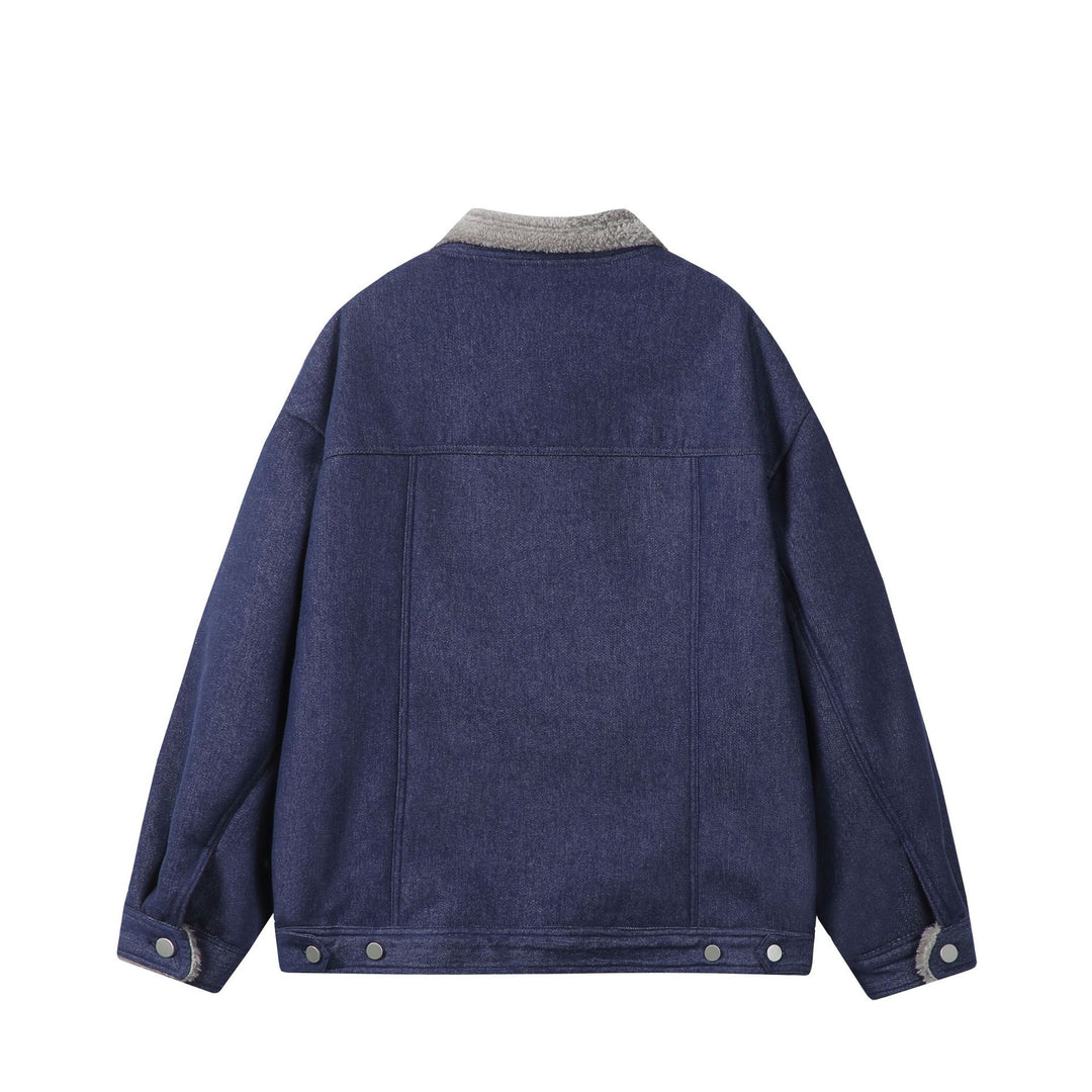 Herren Gefütterter Denim‑Blouson mit Teddykragen, Druckknopffront und Utility‑Taschen Nord Taschen