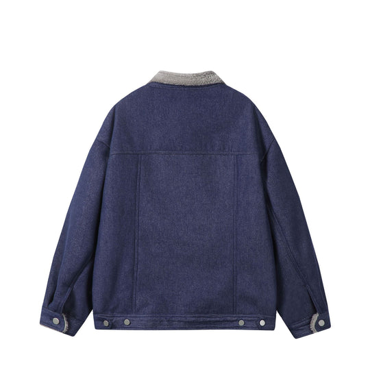 Herren Gefütterter Denim‑Blouson mit Teddykragen, Druckknopffront und Utility‑Taschen Nord Taschen