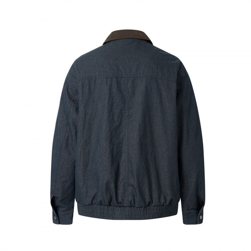 Herren Kurzblouson aus Canvas mit Cordkragen, Brustreißverschluss und elastischem Saum Nord Taschen