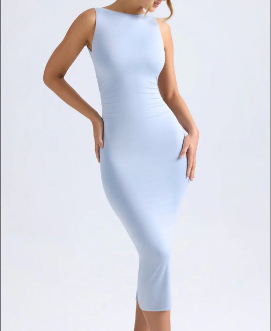 Damen Figurbetontes Midikleid mit schmalem Schnitt und elegantem Ausschnitt Nord Taschen