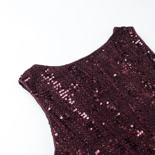 Damen Pailletten-Peplum-Top mit Rundhals und figurformender Taille Nord Taschen