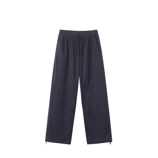 Damen Waffelstrick-Loungehose mit weitem Bein, elastischem Bund und Tunnelzug Nord Taschen