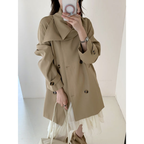 Damen Kurztrench mit extra weitem Revers, Raglanärmeln und Hornknopfdetails Nord Taschen