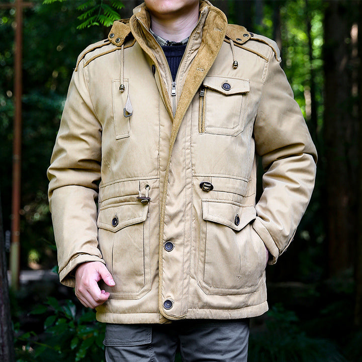 Herren  gewatteter Fieldparka mit Kapuze, Schulterklappen und multifunktionalen Taschen Nord Taschen