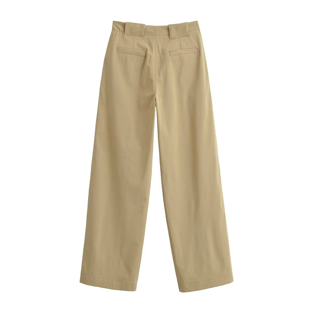 Damen Weite High Waist Hose mit Bundfalten, Bügelfalte und Eingrifftaschen Nord Taschen