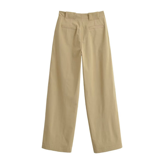 Damen Weite High Waist Hose mit Bundfalten, Bügelfalte und Eingrifftaschen Nord Taschen