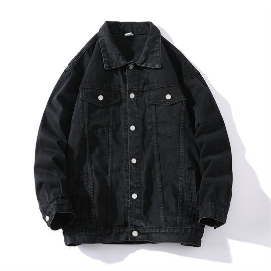 Unisex Oversize-Jeansjacke aus robustem Denim mit Druckknopfleiste Nord Taschen