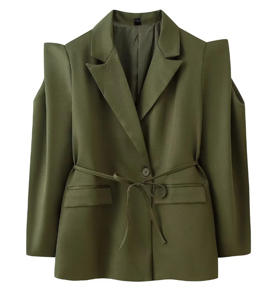 Damen 1100+ taillierter Blazer mit Tunnelzug, schmaler Kordel und Pattentaschen Nord Taschen