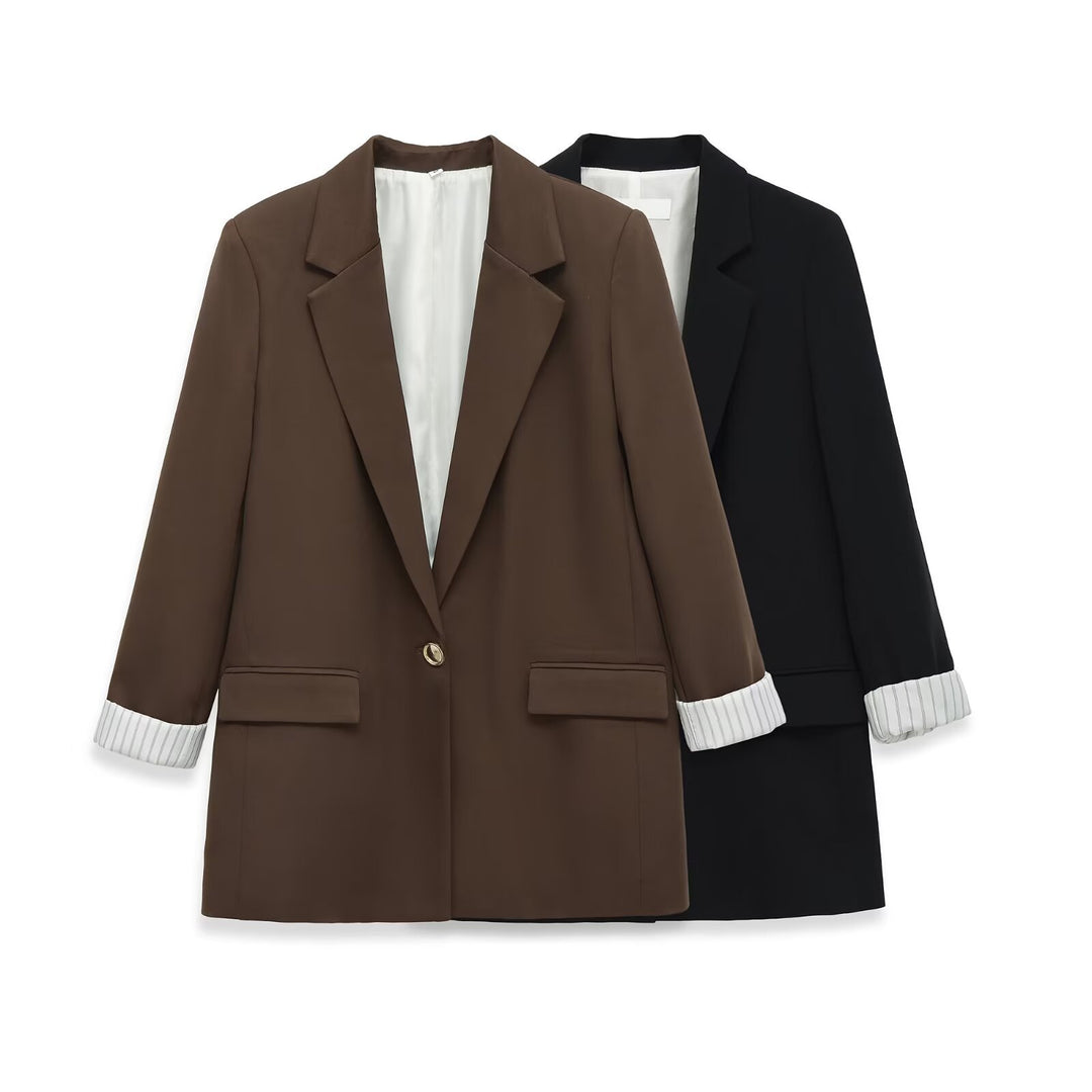 Damen Longline-Blazer mit aufgesetzten Pattentaschen und umgeschlagenen Ärmelaufschlägen Nord Taschen