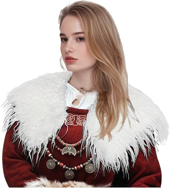 Damen Federbesetzte Schulterstola im Capelet‑Stil mit weichem Kunstfellkragen Nord Taschen