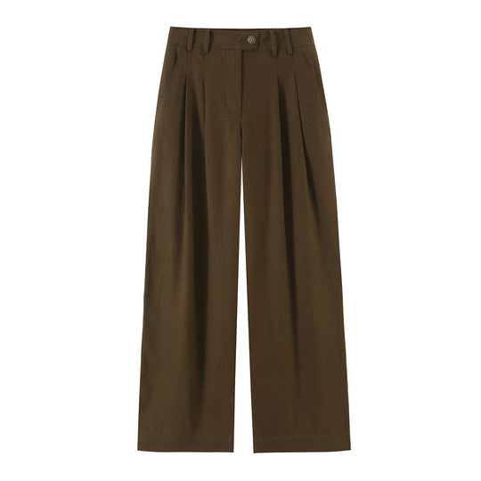 Damen Hochtaillierte weite Bundfaltenhose mit weitem Bein Nord Taschen