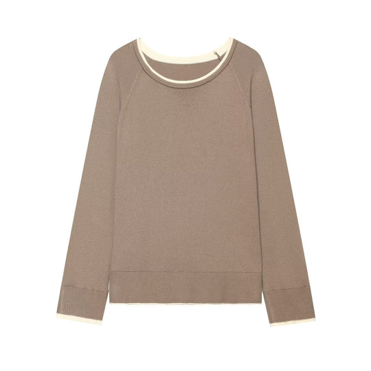 Damen Feiner Raglan-Pullover mit Rundhals und Lagenoptik Nord Taschen