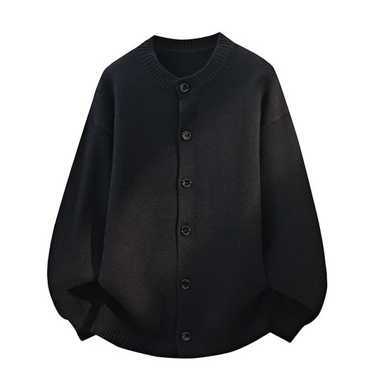 Unisex Oversize Strickcardigan mit Rundhalsausschnitt, Ballonärmeln & durchgehender Knopfleiste Nord Taschen