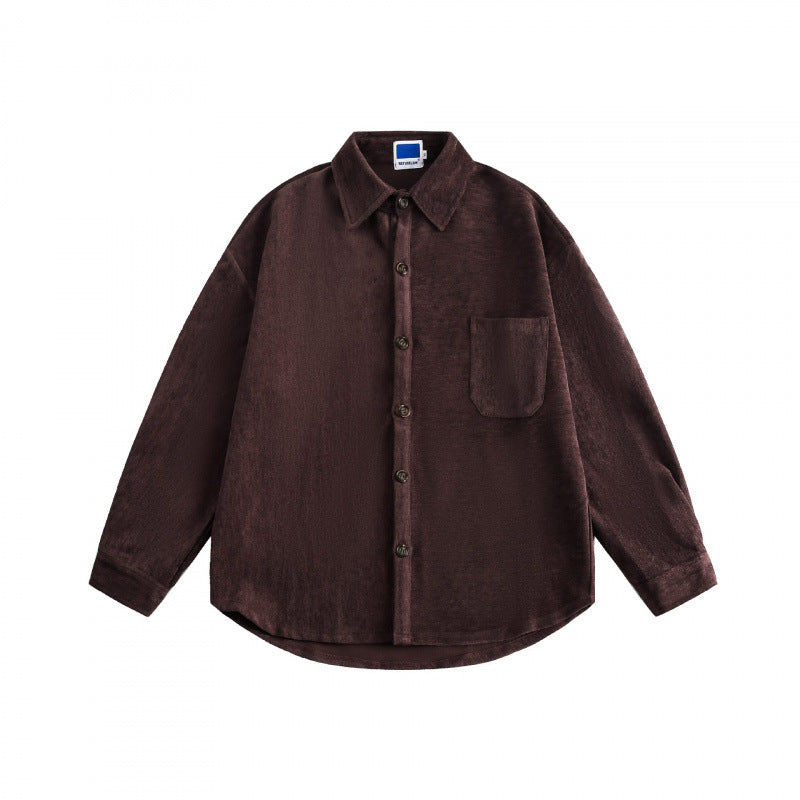 Unisex Oversize Samt-Hemdjacke mit Brusttasche und durchgehender Knopfleiste Nord Taschen