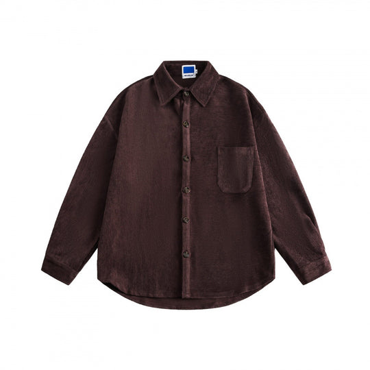 Unisex Oversize Samt-Hemdjacke mit Brusttasche und durchgehender Knopfleiste Nord Taschen