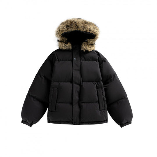 Unisex Wattierte Kapuzenjacke mit abnehmbarer Kunstfellkapuze und Boxy‑Silhouette Nord Taschen
