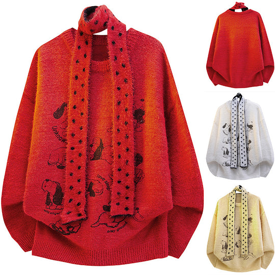 Damen Grobstrickpullover mit Tiermotiv Nord Taschen