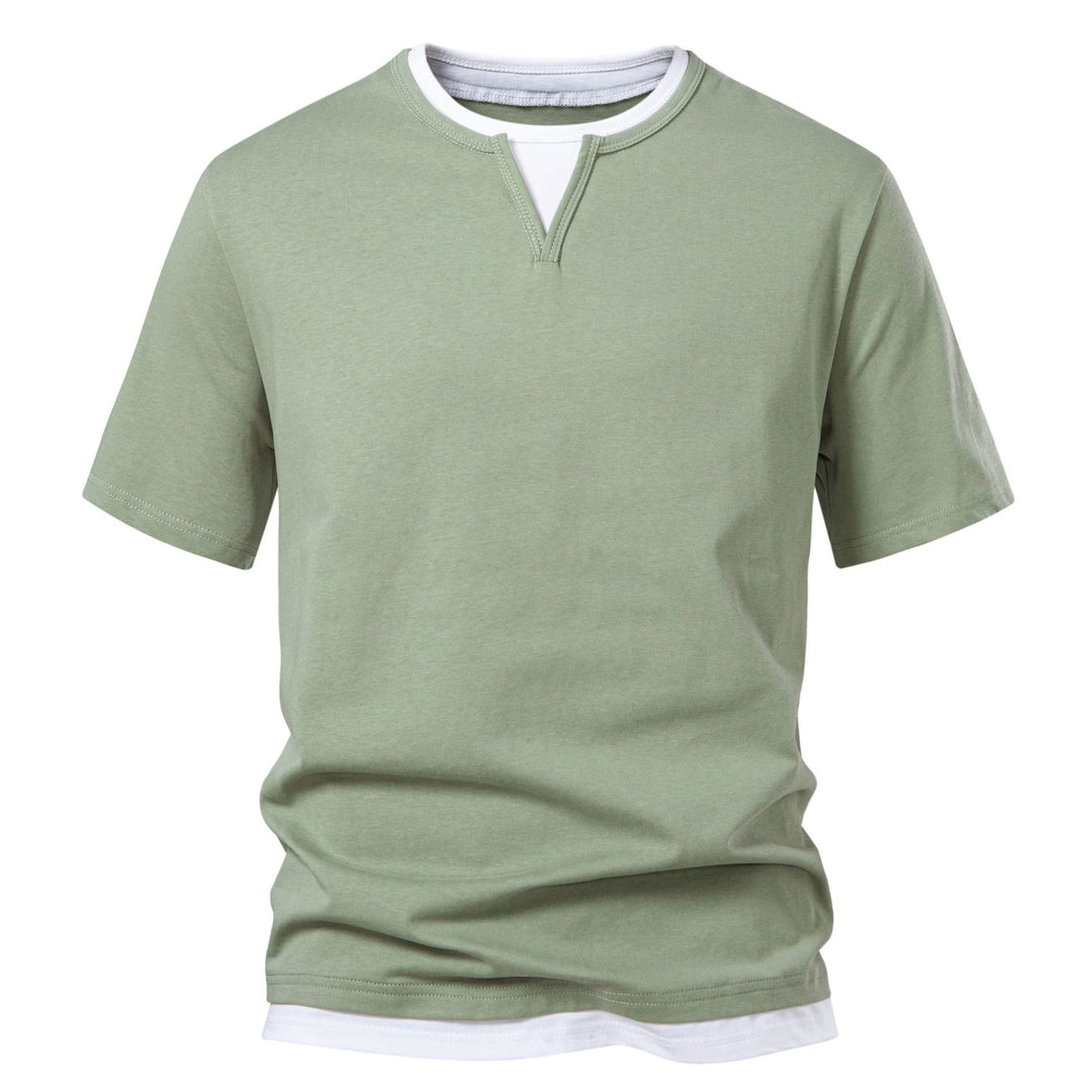 Herren Langarmshirt mit Lagen-Look und markantem Schlitzkragen Nord Taschen